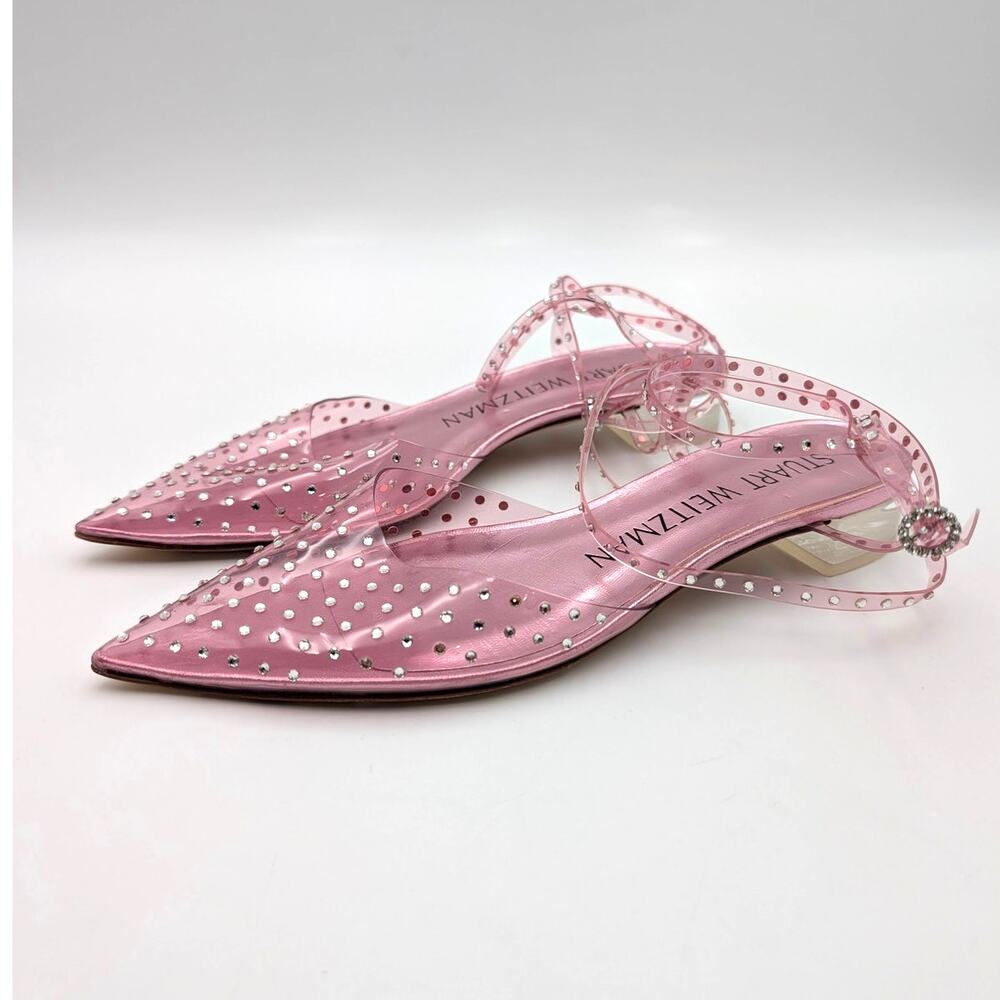 Stuart Weitzman Glam Wrap Pointed Toe Flats Women's Pink Size US6B EU36.5